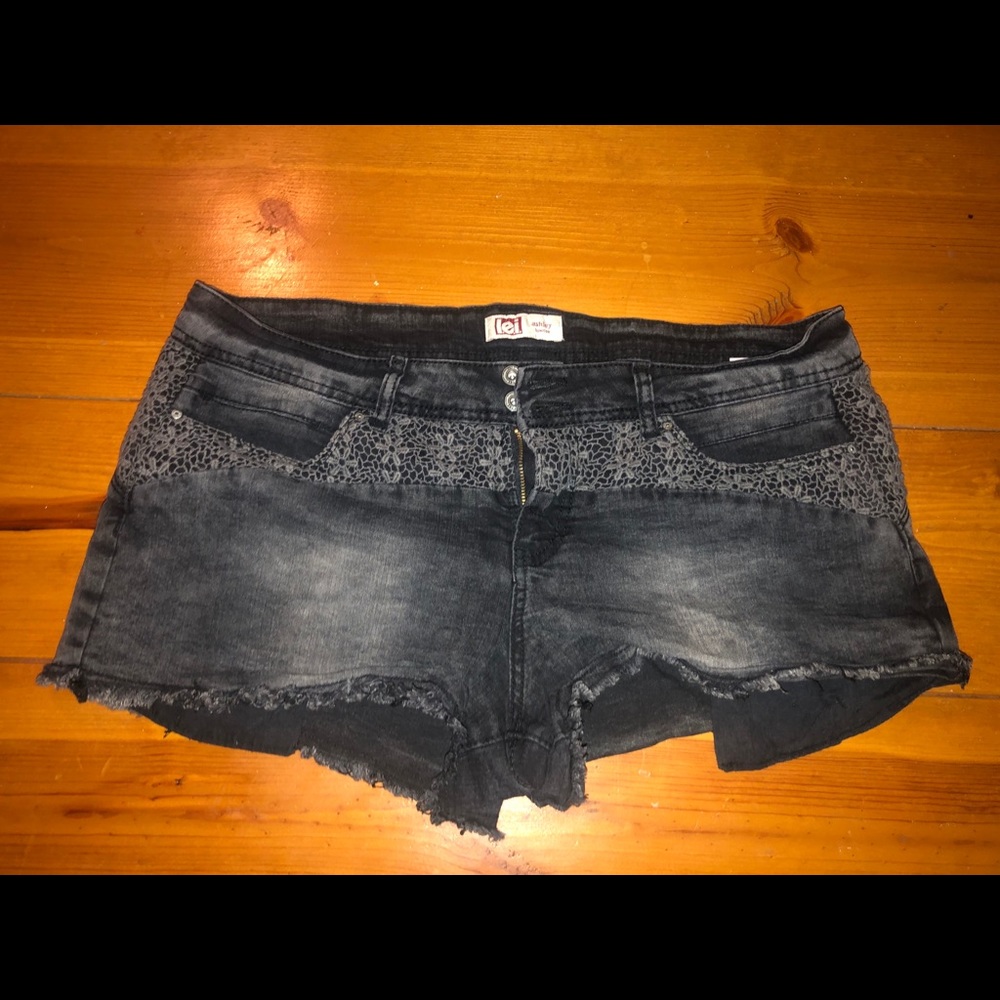 Black Worn Wash Jean Shorts